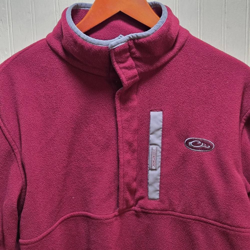 Drake Jacket Mens Large Red Fleece Snap Pullover Magnattach Logo‎ Hunting
